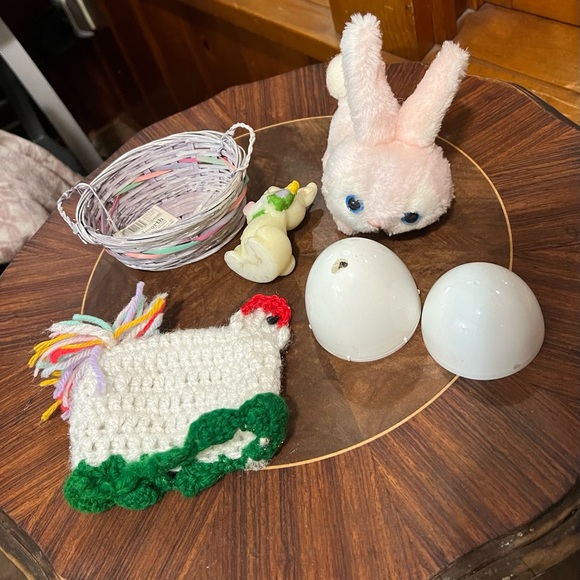 Vintage Spring Easter Lot 3 piece chicken bunny candle  Wallace Berrie Co plush - Picture 4 of 11